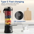 thumbnail image 6 of Portable Blender For Shakes And Smoothies, 500Ml Usb Rechargeable Mini Powerful Juicer With 6 Ultra-Sharp Blades, Cordless Personal Mixer For Travel, Gym, Office (Black), 6 of 10