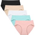 thumbnail image 1 of FallSweet No Show Underwear for Women Seamless High Cut Briefs Mid-waist Soft No Panty Lines,Pack of 5, 1 of 5