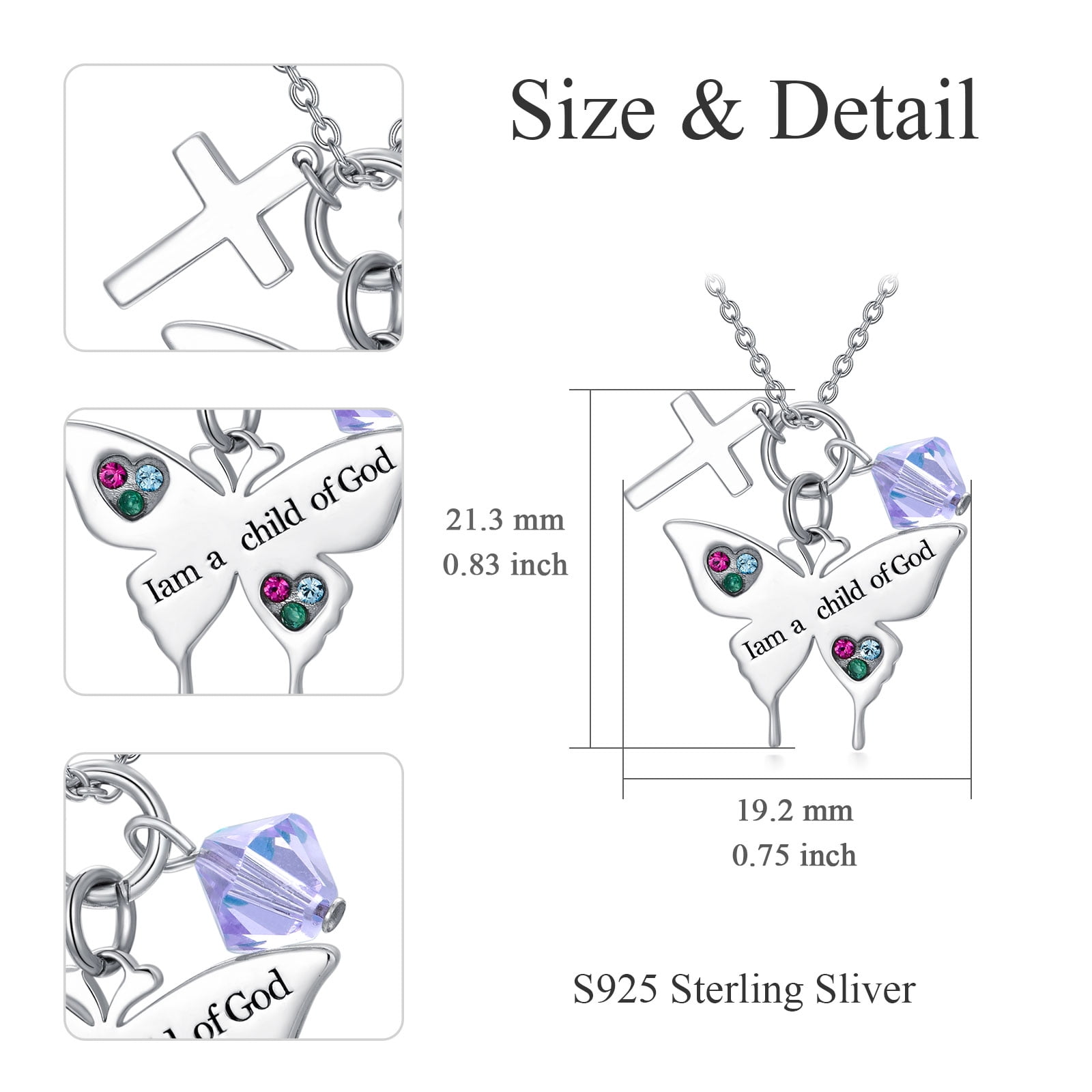 SOULMEET Daisy Necklace 925 Sterling Silver I Am a Daughter of God Jewelry for Women Baptism Communion Gifts for Birthday Gift
