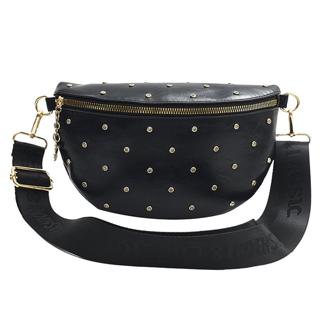 Riñonera Cuero Elegante PU Remache Vintage para Mujeres Y Niñas