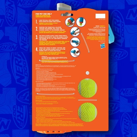 Nerf Dog Compact Blaster Tennis Ball Launcher for Dogs with 2 Balls, 12 inch
