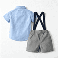 thumbnail image 4 of Grblisyd Boys Pants Sets Short Sleeve Shirt + Shorts + Bow Tie + Suspenders Kids Gentleman Outfits, 4 of 8