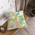 thumbnail image 3 of DouZhe Velvet Decorative Throw Pillow Covers Set of 2, Soft Square Cushion Cover with Invisible Zipper Colorful Geometric Squares Llines Printing, 16"x16", 3 of 7