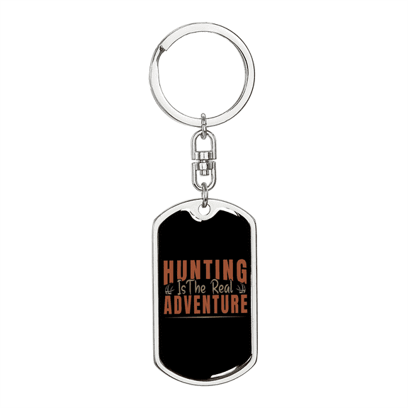 Hunting The Real Adventure Stainless Steel or 18k Gold Premium Swivel Dog Tag Keychain