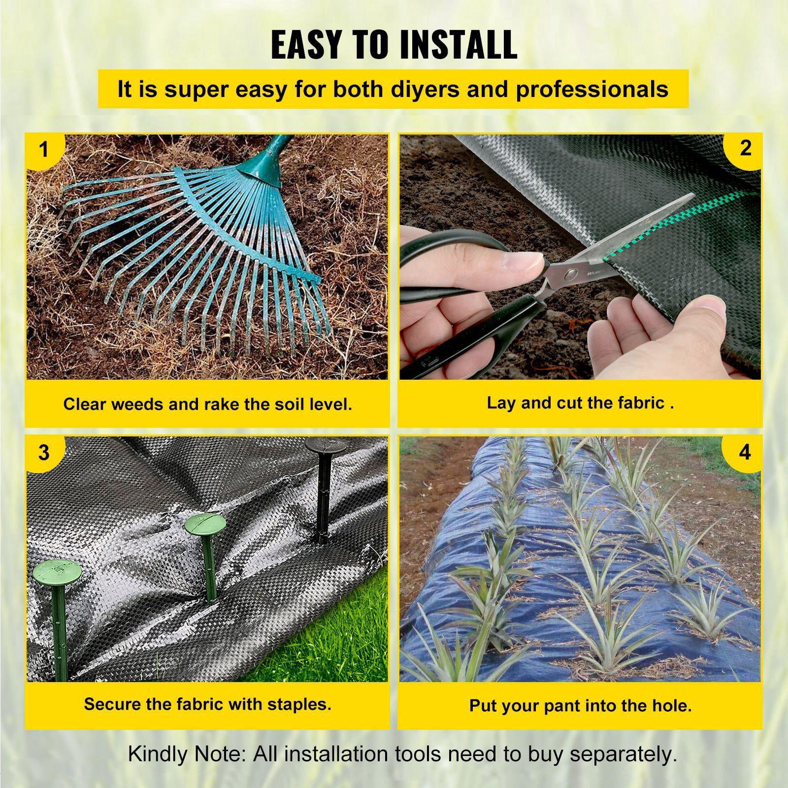 Weed Barrier Landscape Fabric 5 x 250 ft 5 Oz Premium Woven Ground Cover Heavy Duty PP Material Easy Setup Single Layer for Outdoor Garden Lawn Driveway Black