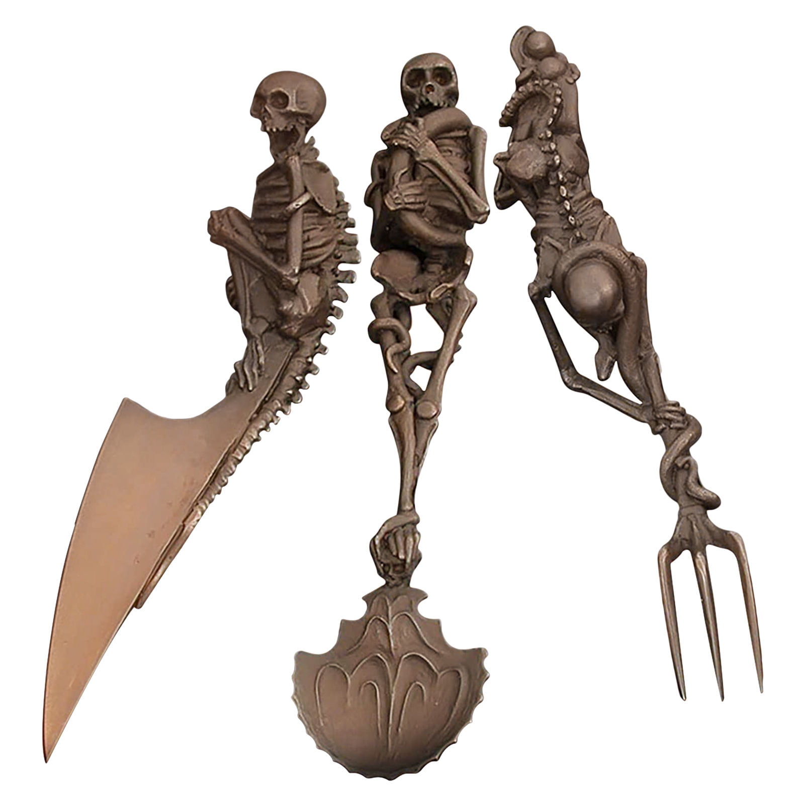 Bkuxy Halloween Skeleton Cutlery Set Metal Flatware Tableware