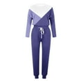 thumbnail image 5 of CHOK Womens Sport Set Long Sleeve Patchwork Color with Loose Cozy Petite Sweatpant Trendy Fall Winter Suits (X-Large  Pink), 5 of 5