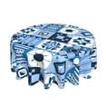 thumbnail image 2 of XMXT Waterproof Round Table Cloth, Blue Geometric Floral Tablecloth Polyester Table Cover for Home Kitchen Dining Party Room Decor, 60 inches, 2 of 8