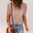 thumbnail image 2 of Womens Tops Womens Short Sleeve Crew Neck Lightweight Knit Sweater Blouse Trendy, 2 of 5