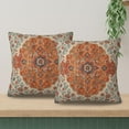 thumbnail image 3 of Burnt Orange Blue Boho Pillow Covers 18x18 Inch Set of 2, Vintage Ethnic Carpet Rust Floral Decorative Throw Pillow Cases Fall Outdoor Rustic Cushion Covers Home Decor for Living Room Sofa Couch Bed, 3 of 8