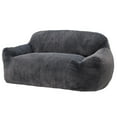 thumbnail image 4 of HOMGUAVA Oversized Bean Bag Chair for Adults, Giant Bean Bag Loveseat, Comfy Chair Lazy Sofa with Wide Armrests & Soft Imitation Mink Cover for Bedroom & Living Room, Gray Blue, 4 of 11