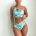 thumbnail image 4 of Womens Two Piece Swimsuits One Shoulder Print Bathing Suit High Waisted Bikini Swimwear, 4 of 6