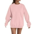 thumbnail image 3 of VISALY Pullover Crewneck Sweatshirt Tunic Sweatshirt Women's Fashionable and Casual Letter Print Round Neck Long Sleeved Top Sweatshirt Oversized Sweatshirt Basic Tops Comfy Sweaters Pink M, 3 of 4