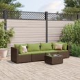 thumbnail image 1 of vidaXL 5 Piece Garden Lounge Set with Cushions Brown Poly Rattan, 1 of 5