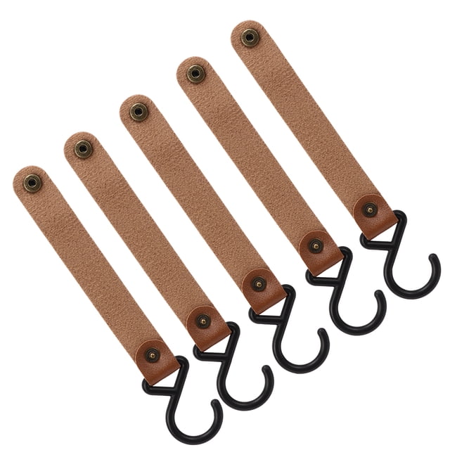 Leather S Hangers, Multifunctional High Load Bearing Capacity Compact Portable Leather S Hooks For Outdoor Black,Brown