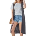 thumbnail image 5 of Nlife Women Solid Color Open Front Vest Lightweight Cardigan Tops Coat, 5 of 10