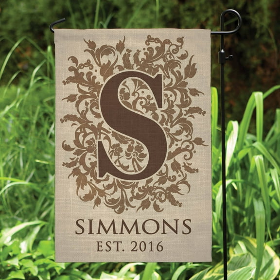 Floral Initial Personalized Garden Flag