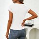 thumbnail image 4 of Tops de Manga Larga de Mujer Casual Draped Cuello de Vaca con Mangas Cortas Y Tejido Elástico Suave, Blusa de Poliéster Relajada para Primavera Verano Diario, 4 of 9
