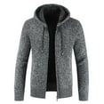 thumbnail image 2 of IYTR Men's Winter Warm Thickening Knitted Zipper Cardigan Sweaters Outwear Hooded Coat with Pockets Dark Gray L, 2 of 6