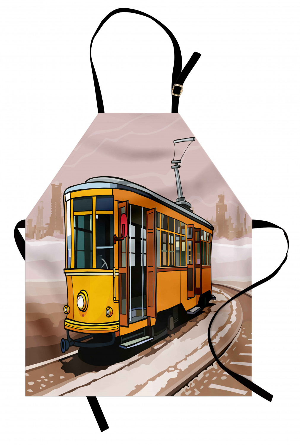 Modern Apron Yellow Train on Rail Roads Winter Scenery Old Suburban ...