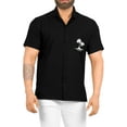 thumbnail image 4 of HAPPY BAY Men's Hawaiian Shirts Solid Beach Shirts Casual Short Sleeve Button Up Shirt Men L Night, Plain, 4 of 7