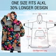 thumbnail image 4 of Oversized Wearable Blanket Hoodie,Yorkie Dog and Flower Florals Sherpa Blanket Hoodie with Super Pockets,Super Warm Fuzzy Pullover for Women & Men, 4 of 6
