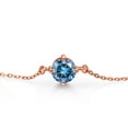 thumbnail image 2 of Gem Stone King 18K Rose Gold Plated Silver Persian Blue Moissanite Solitaire Bracelet for Women (0.80 Cttw, Round Cut 6MM), 2 of 3