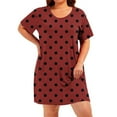 thumbnail image 4 of Jinhomg Womens Loose T Shirt Dress Cute Polka Dot Print Casual Dresses Plus Size Comfy Long Sleeve Crew Neck Midi Dress Daily Wear Prime Big Deal Days Scale Red XXXL, 4 of 8
