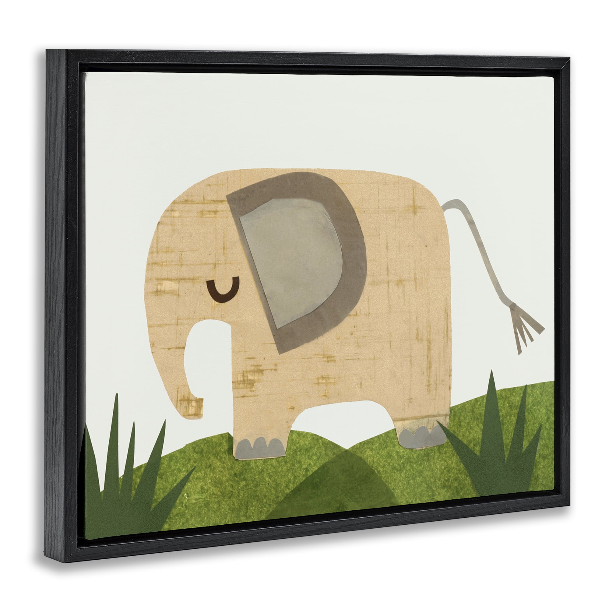 Stupell Industries Cozy Corner Elephant Animals & Insects Painting Black Floater Framed Art Print Wall Art, 31 x 25