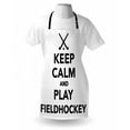thumbnail image 3 of Hockey Apron Keep Calm and Play Fieldhockey Phrase in Black and White with Sticks and Ball Icon, Unisex Kitchen Bib Apron with Adjustable Neck for Cooking Baking Gardening, Black White, by Ambesonne, 3 of 3