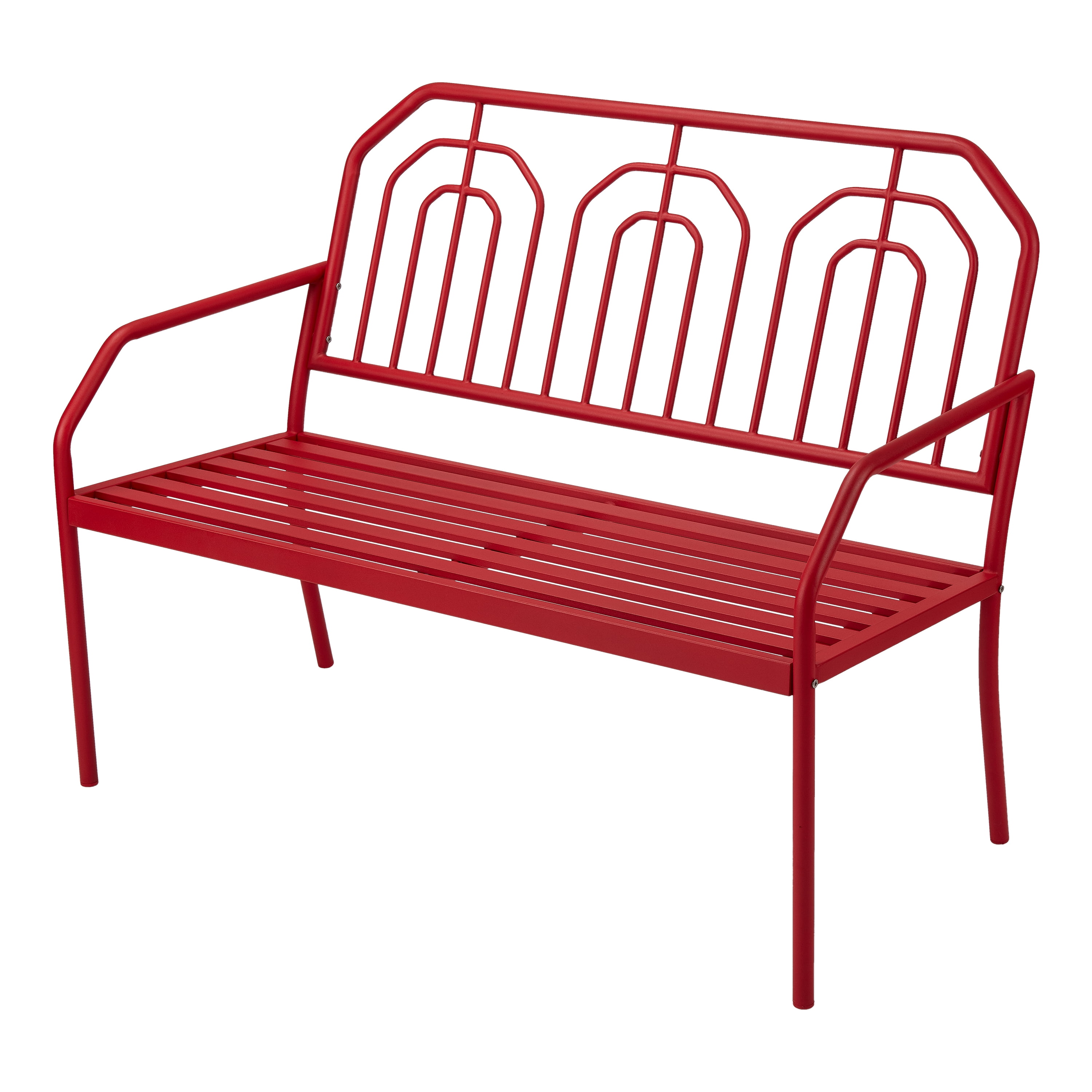 Mainstays Ardenne Outdoor HighBack Steel Bench in Red