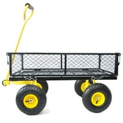 JINS & VICO Heavy Duty 350 lbs Capacity Garden Cart Wagon with Movable Mesh Sides, 19.48'' W