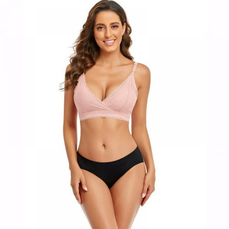 

Ladies Maternity Bra Lace Cross Breast Cup Nursing Bra No Steel Rings Cotton Nursing Underwear