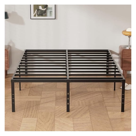 18 Inch Queen Bed Frames, Heavy Duty Metal Platform with Tool Free Setup, Easy Assembly, Noise Free, Non Slip Black Bed Frame Queen Size