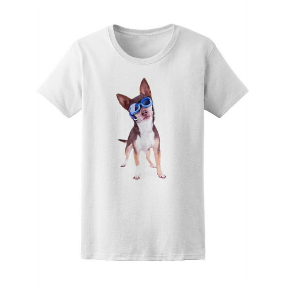 Cute Chihuahua Dog With Goggles T-Shirt Women -Image by Shutterstock, Female XX-Large