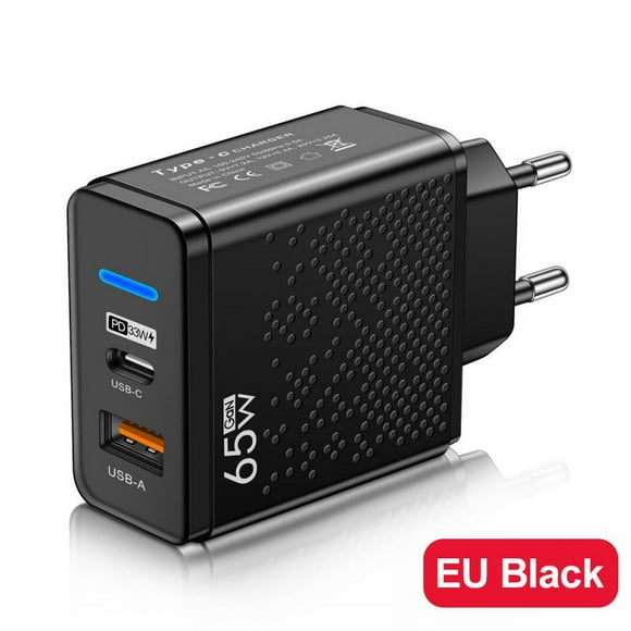 65w Usb Charger Fast Charging Plug Pd Qc 3.0 Type C Charging Adapter Compatible For Iphone Ipad Tablet black EU Plug