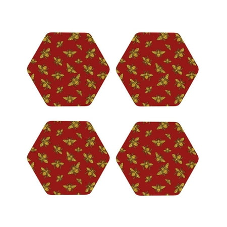 

Leather Coasters with Heat-resistant for Drinks Hohey Bee Golden -标题2 Hexagon