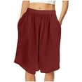 thumbnail image 2 of Bzhegqhd Womens Solid Color Shorts Loose Shorts, 2 of 7
