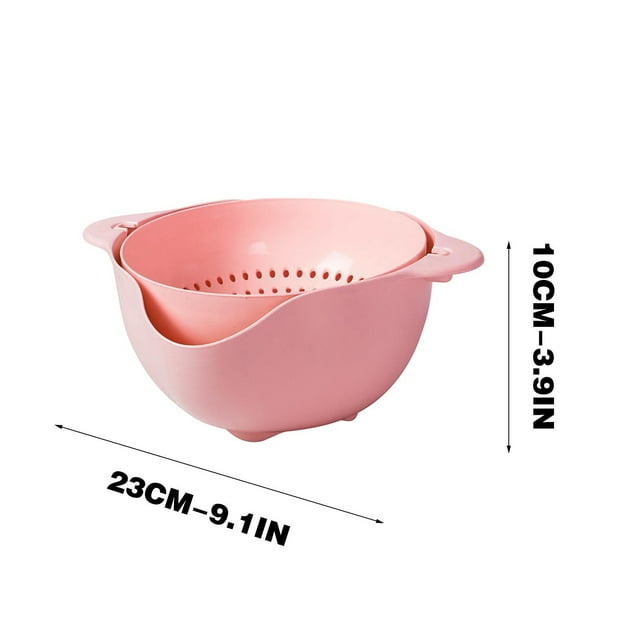 Vegetable Baskets for Kitchen, Rotating Household Double-Layer Drainage Basket Plastic Vegetable Washing Basin Fruit Washing Rice Washing Drainage Basket Fruit Basket for Kitchen