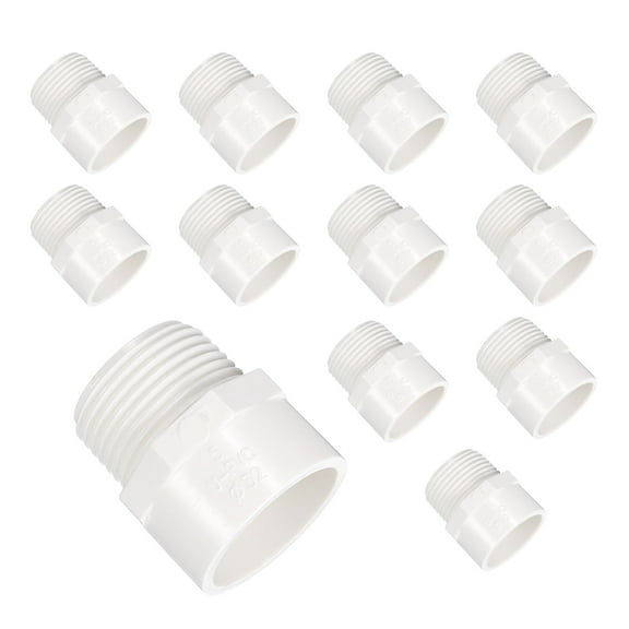 Uxcell 12Pcs Union Pipe Fitting 1" Male Adapter Thread Connector Pipe Sink Drain Adapters for Connecting Pipes, White