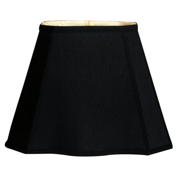 Royal Designs 12" Fancy Bottom Rectangle Lamp Shade Black with Gold Lining