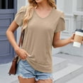 thumbnail image 4 of Annhoo Summer Tops for Women Trendy V Neck Button Petal Sleeve Shirts Casual Going out Loose Blouses, 4 of 5