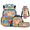 Capybara Fruit Print, variant on XYZCANDO Capybara Turtle Pattern Backpack Set 4 Piece with School Bag Lunch Carrier Stationery Organizer Cup Sleeve Compatible with Outdoor Camping