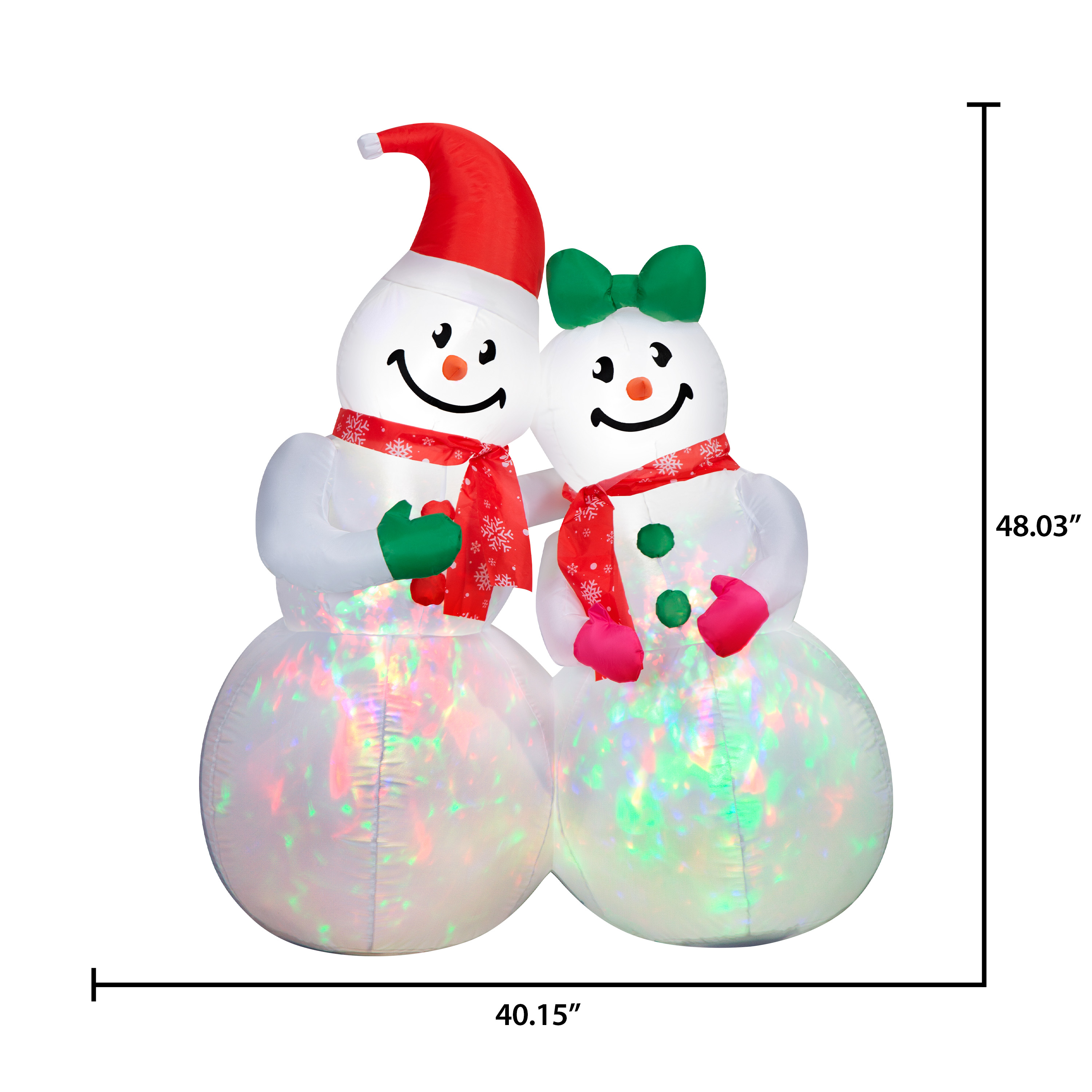 4 ft Lightshow Snow Couple Christmas Airblown Yard Inflatable, Multicolor, by Holiday Time