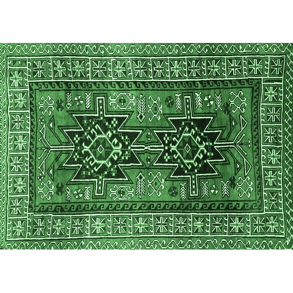 Ahgly Company Indoor Rectangle Persian Emerald Green Traditional Area Rugs, 2' x 5'