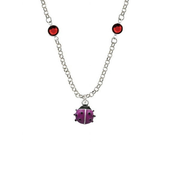 Mini Hot Purple Ladybug Red Crystal Fiona Necklace