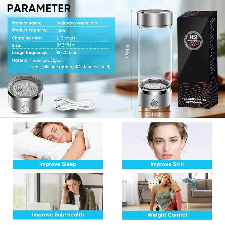 KEM - Bouteille D'eau De Générateur D'hydrogène De 380 Ml USB Chargeant