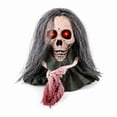 thumbnail image 2 of Animated Walking Skull Head with Light-Up Red Eyes Creepy Moving Halloween Prop with Long Grey Hair Horror Music Motorized Resin Decoration for Party Yard Indoor Outdoor Spooky Decor Gift, 2 of 7