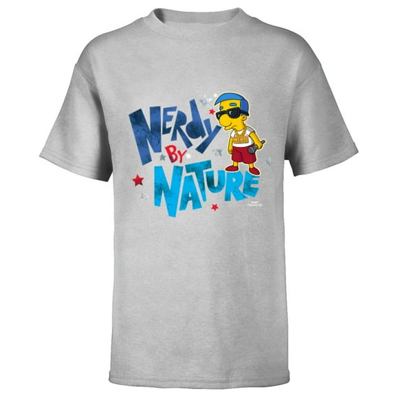 The Simpsons Milhouse Nerdy By Nature - Short Sleeve T-Shirt for Kids – Customized-Athletic Heather