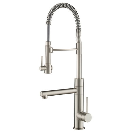 Kraus Artec Pro Spot Free Stainless-Steel Finish 2-Function Commercial Style Pre-Rinse Kitchen Faucet with Pull-Down Spring Spout and Pot Filler